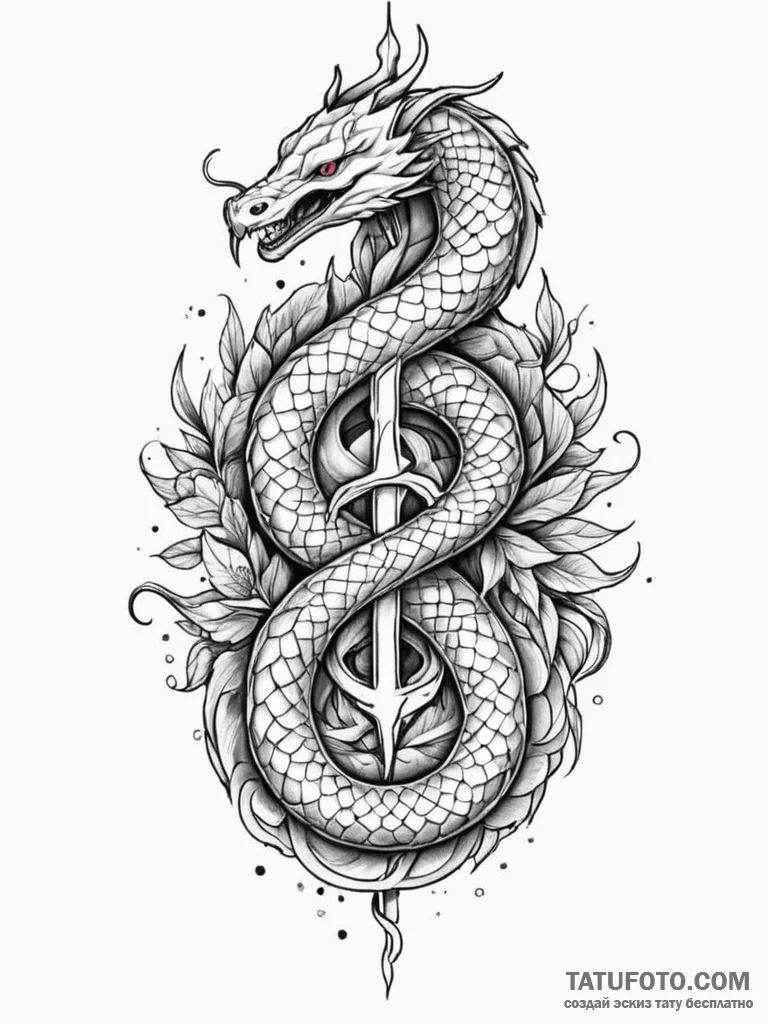 Tattoo sketch an uroboros serpent whose scale... - эскиз тату (№1751020825_0, 27.06.2025 10:40) — Tatufoto.com