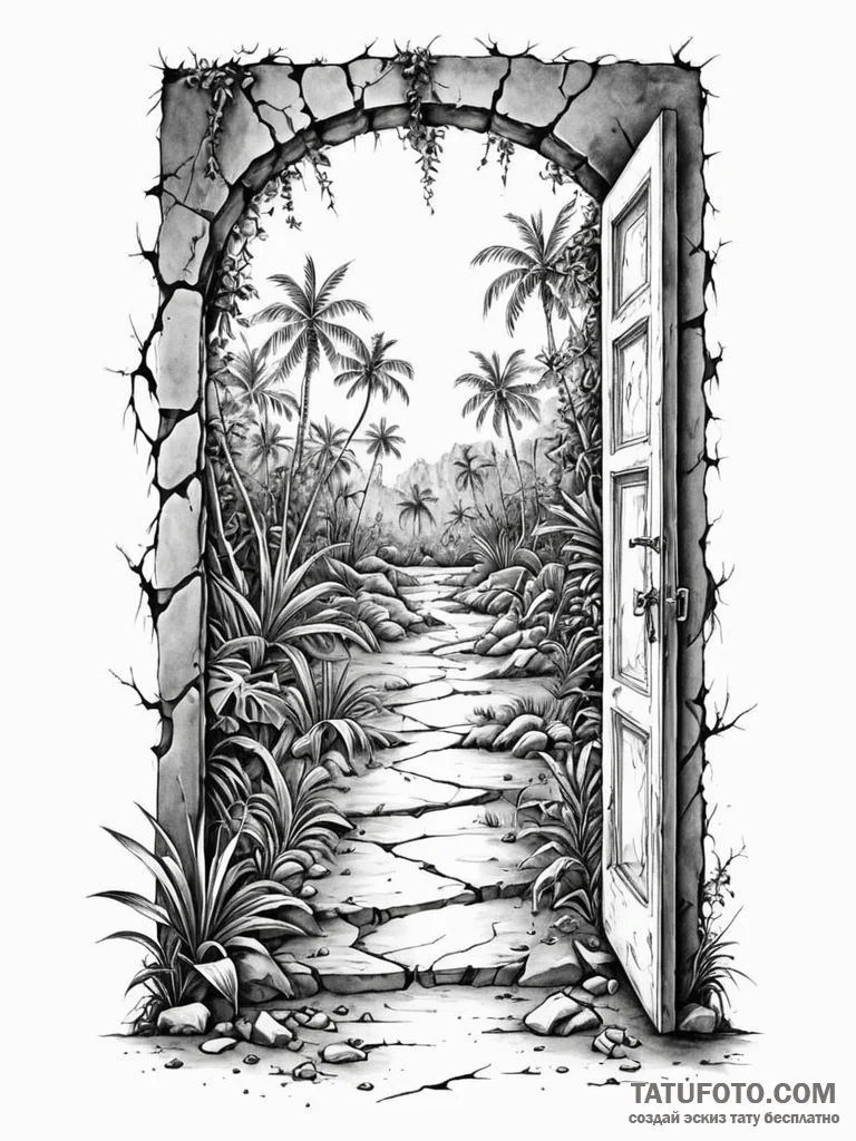 Tattoo design a single, open doorway standing... - эскиз тату (№1751021050_0, 27.06.2025 10:44) — Tatufoto.com