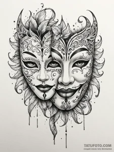 Tattoo design a beautiful, intricate mask lyi... - эскиз тату (№1751021205_0, 27.06.2025 10:46) — Tatufoto.com