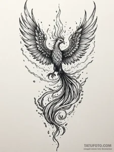 Tattoo sketch a phoenix rising not from a fir... - эскиз тату (№1751021807_0, 27.06.2025 10:56) — Tatufoto.com