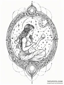 Tattoo sketch a person using a celestial loom... - эскиз тату (№1751021960_0, 27.06.2025 10:59) — Tatufoto.com