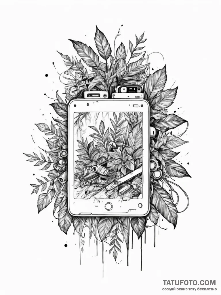 Tattoo sketch a beautiful, lush plant growing... - эскиз тату (№1751022351_0, 27.06.2025 11:05) — Tatufoto.com
