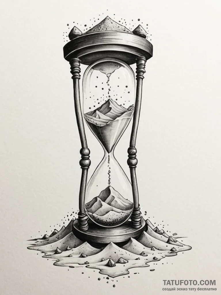 Tattoo design a surreal hourglass, where the... - эскиз тату (№1751022729_0, 27.06.2025 11:12) — Tatufoto.com