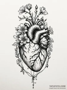 Tattoo sketch a realistic anatomical heart, e... - эскиз тату (№1751022809_0, 27.06.2025 11:13) — Tatufoto.com