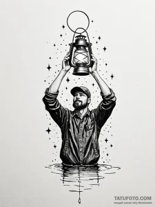 Tattoo sketch a person holding a lantern, but... - эскиз тату (№1751022891_0, 27.06.2025 11:14) — Tatufoto.com