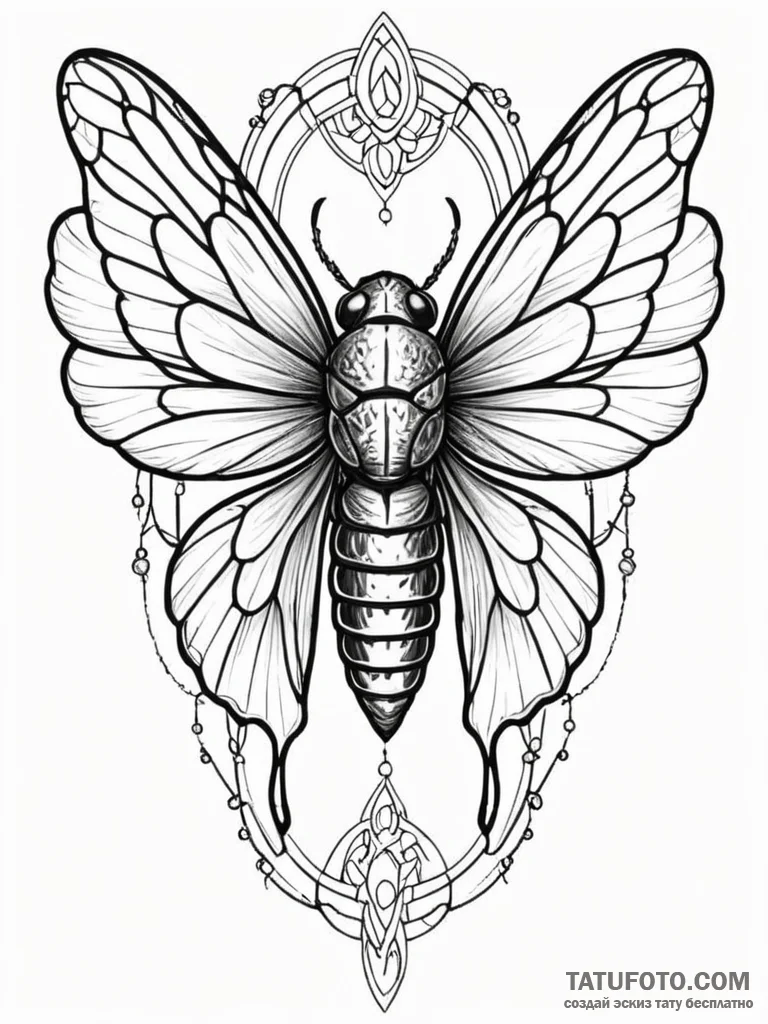 Tattoo design a cicada with wings that look l... - эскиз тату (№1751022969_0, 27.06.2025 11:16) — Tatufoto.com
