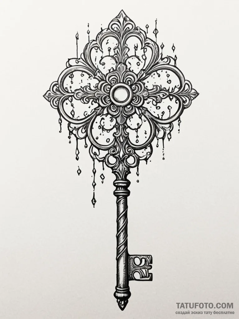 Tattoo design a beautiful, intricate key, but... - эскиз тату (№1751023049_0, 27.06.2025 11:17) — Tatufoto.com