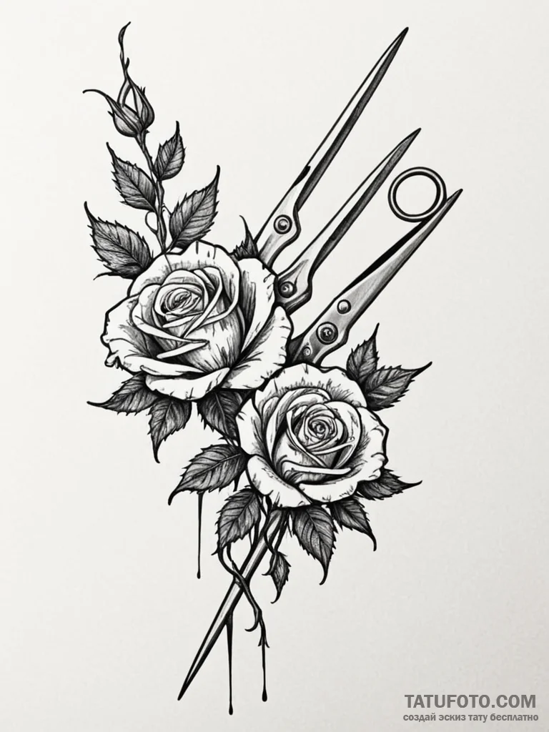 Tattoo design a pair of delicate, sharp sciss... - эскиз тату (№1751023200_0, 27.06.2025 11:20) — Tatufoto.com