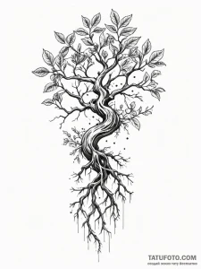 Tattoo sketch a plant growing in zero gravity... - эскиз тату (№1751023440_0, 27.06.2025 11:24) — Tatufoto.com
