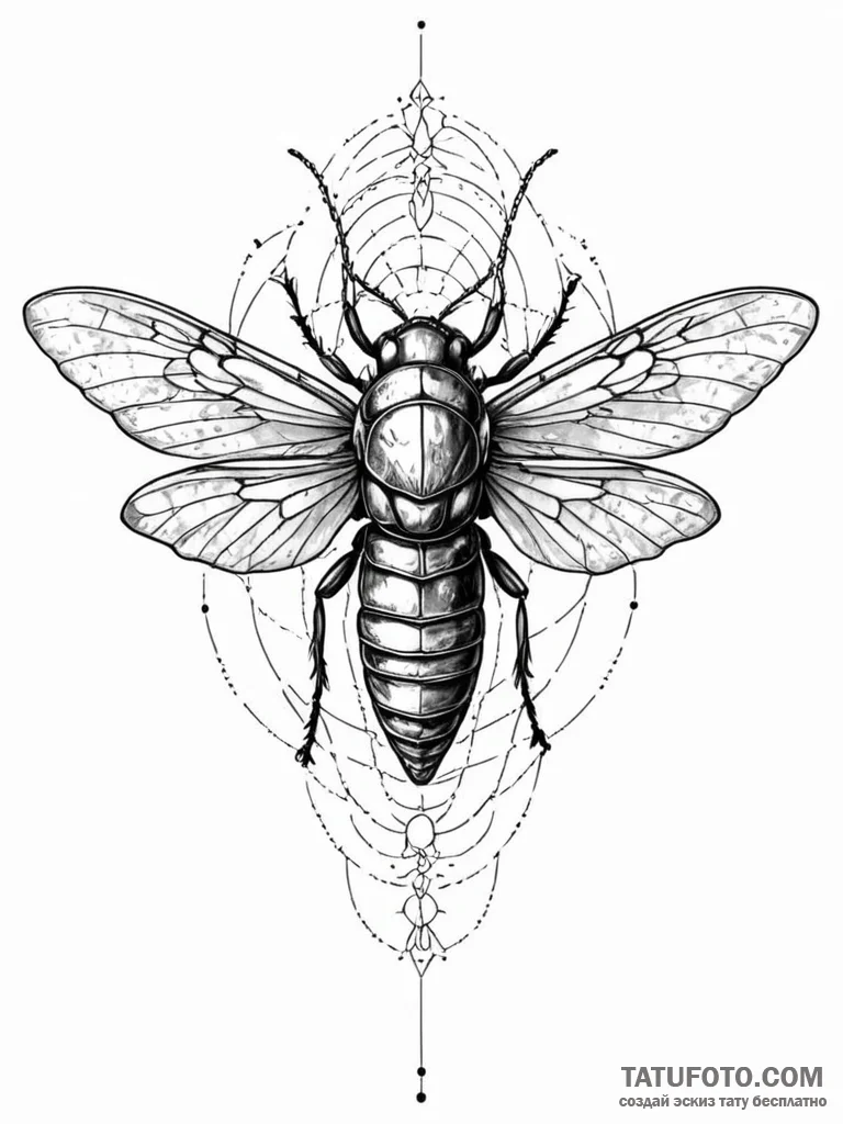 Tattoo sketch a cicada with wings that look l... - эскиз тату (№1751023751_0, 27.06.2025 11:29) — Tatufoto.com