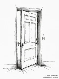 Tattoo sketch a single, open door with light... - эскиз тату (№1751023900_0, 27.06.2025 11:31) — Tatufoto.com