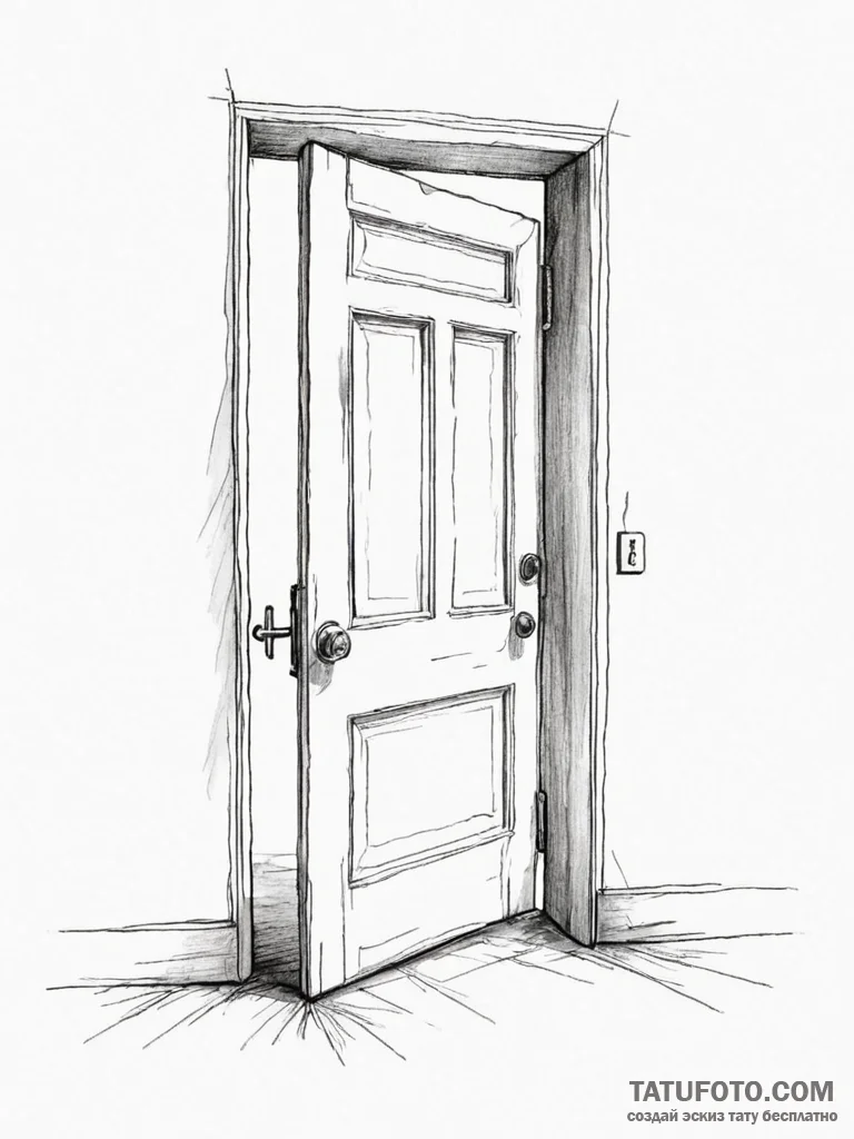 Tattoo sketch a single, open door with light... - эскиз тату (№1751023900_0, 27.06.2025 11:31) — Tatufoto.com
