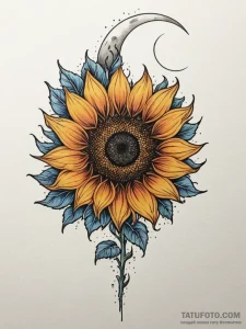 Tattoo design a sunflower whose petals are ma... - эскиз тату (№1751024053_0, 27.06.2025 11:34) — Tatufoto.com
