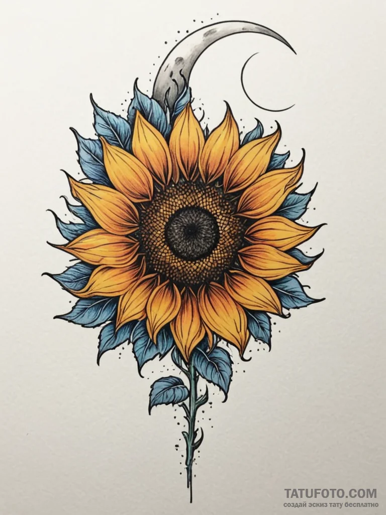 Tattoo design a sunflower whose petals are ma... - эскиз тату (№1751024053_0, 27.06.2025 11:34) — Tatufoto.com