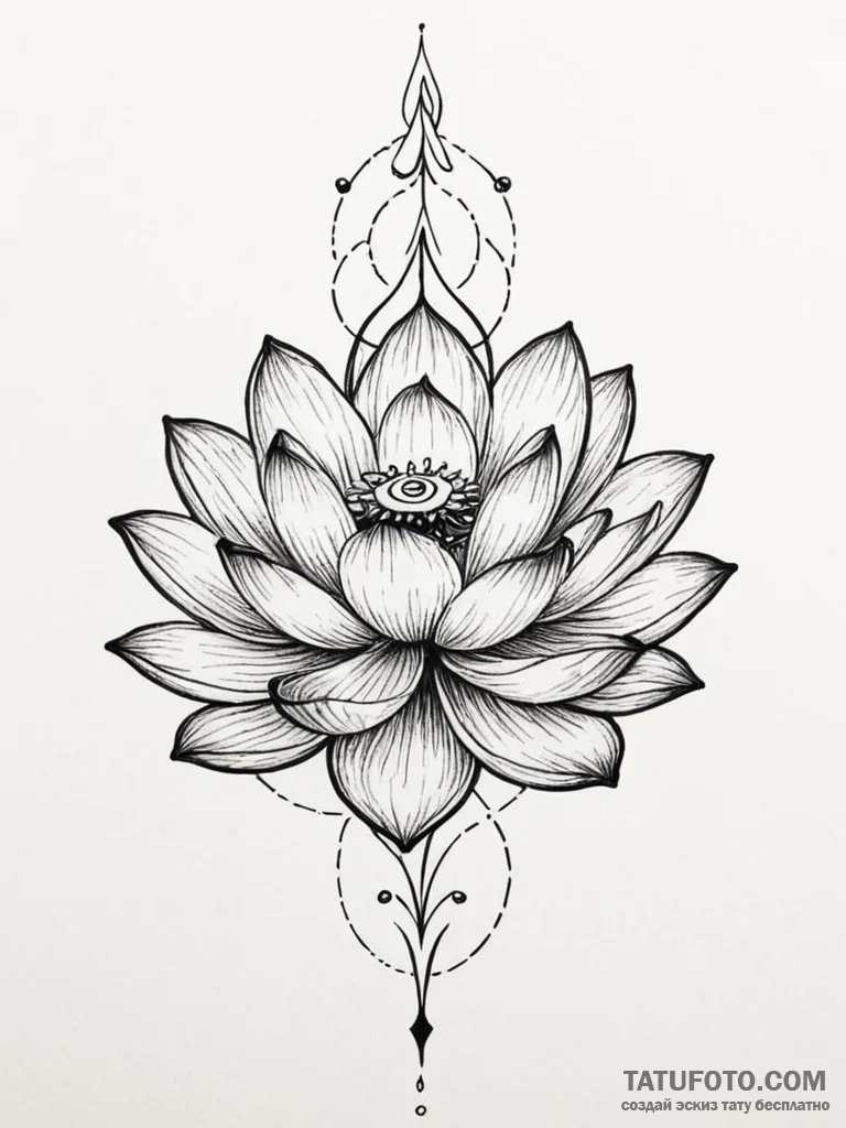 Tattoo sketch a lotus flower, its petals open... - эскиз тату (№1751024136_0, 27.06.2025 11:35) — Tatufoto.com