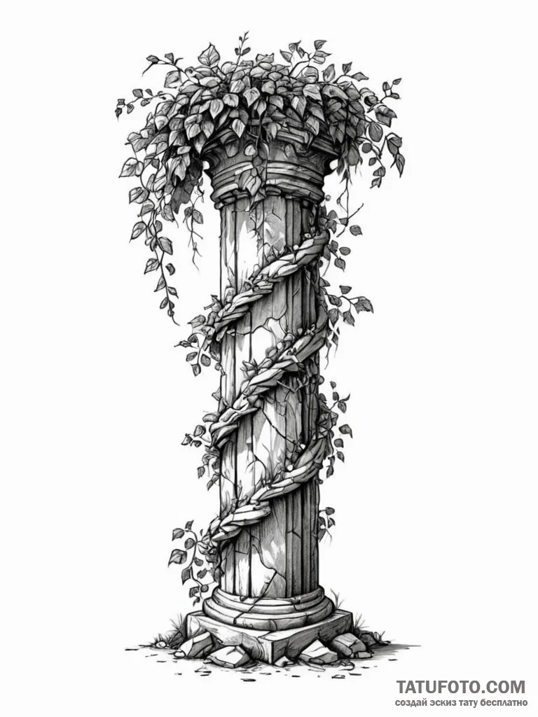 Tattoo sketch a single, strong vine climbing... - эскиз тату (№1751024213_0, 27.06.2025 11:36) — Tatufoto.com