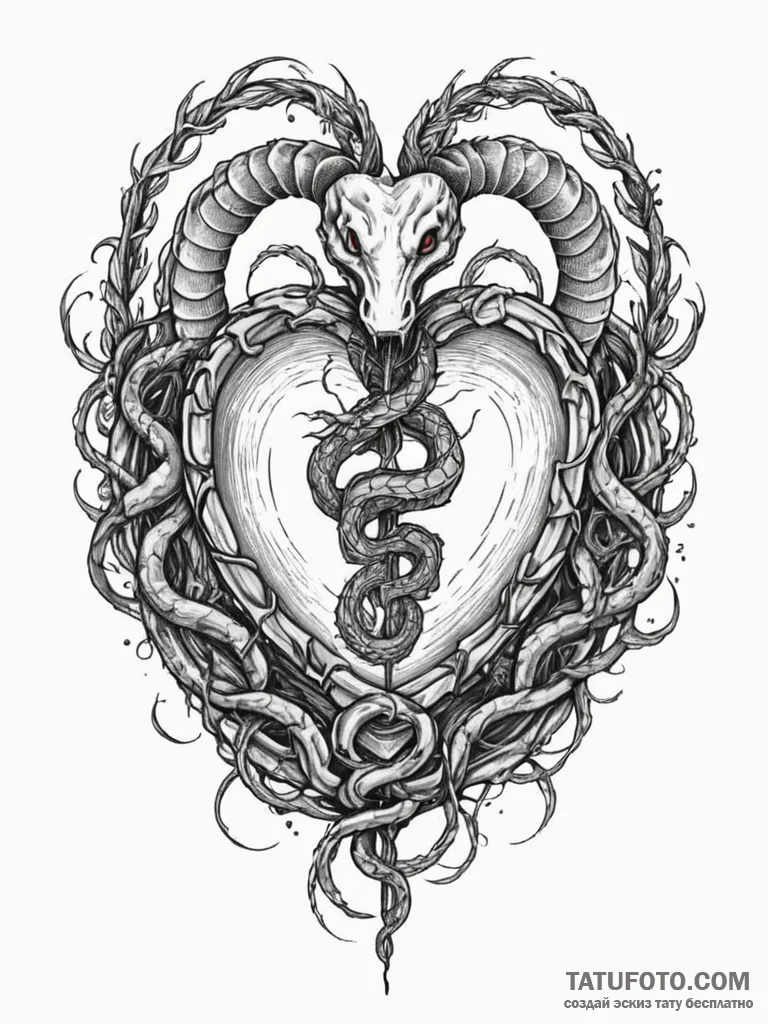 Tattoo sketch an uroboros serpent forming a p... - эскиз тату (№1751024684_0, 27.06.2025 11:44) — Tatufoto.com