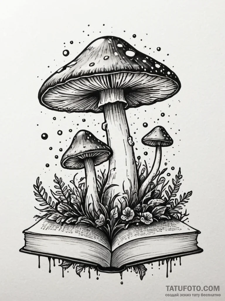 Tattoo sketch a mushroom, not on the forest f... - эскиз тату (№1751024909_0, 27.06.2025 11:48) — Tatufoto.com