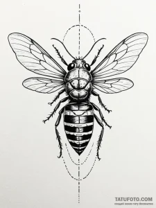 Tattoo sketch a cicada mid-song, its vibratio... - эскиз тату (№1751025068_0, 27.06.2025 11:51) — Tatufoto.com