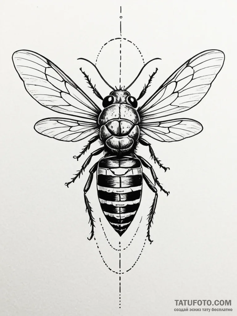 Tattoo sketch a cicada mid-song, its vibratio... - эскиз тату (№1751025068_0, 27.06.2025 11:51) — Tatufoto.com
