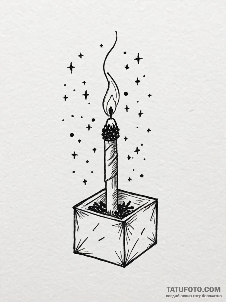 Tattoo sketch a single, unlit matchstick held... - эскиз тату (№1751033964_0, 27.06.2025 14:19) — Tatufoto.com