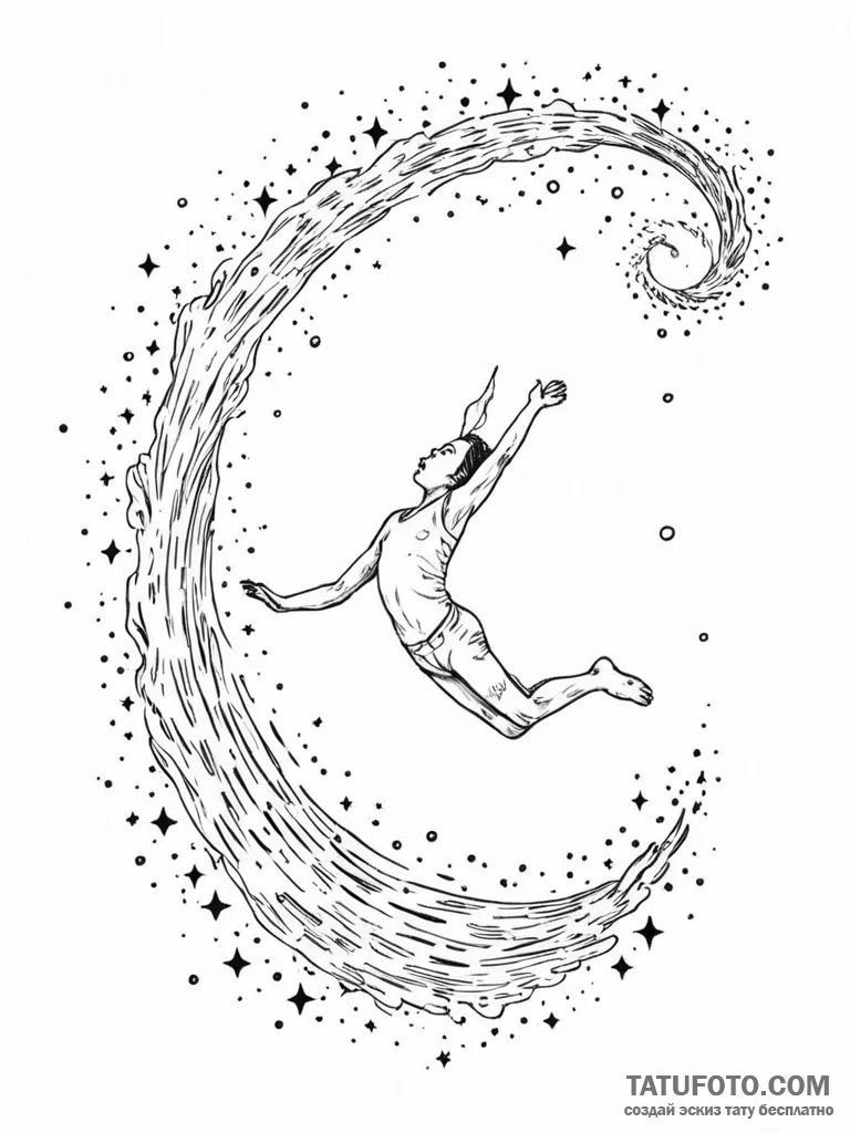 Tattoo sketch a person diving headfirst into... - эскиз тату (№1751035131_0, 27.06.2025 14:38) — Tatufoto.com