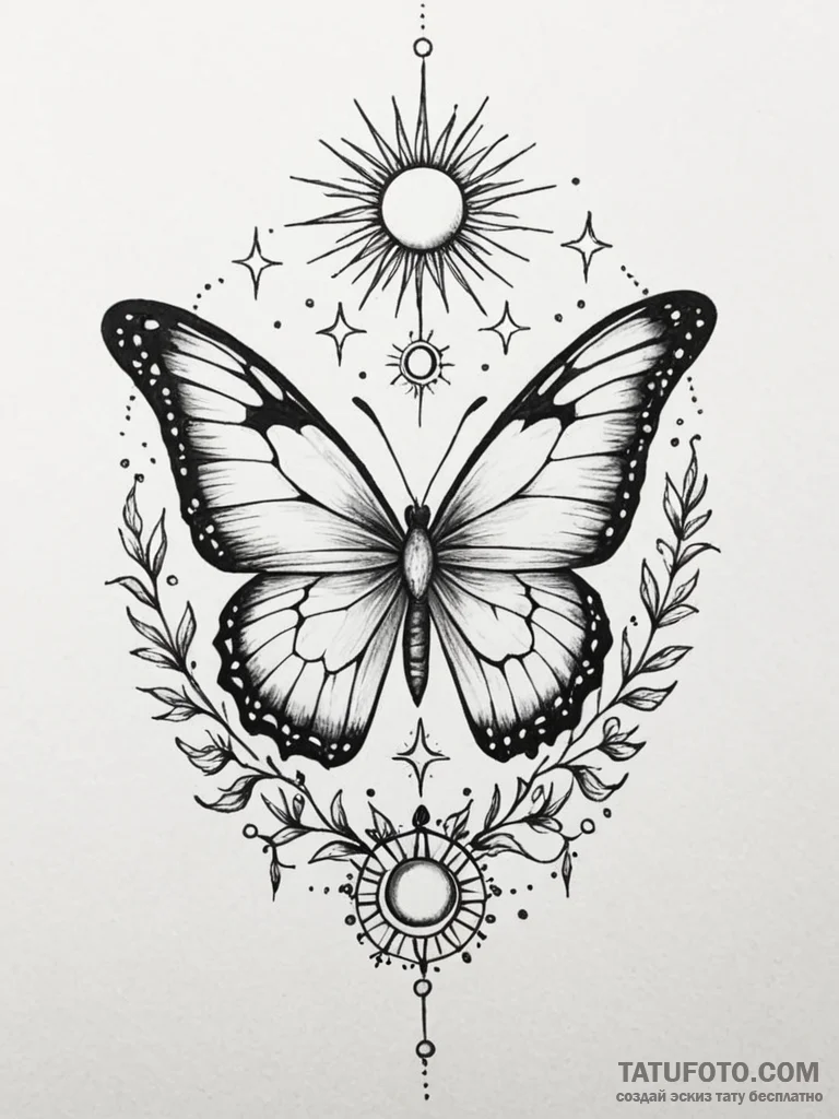 Tattoo design a butterfly with its wings depi... - эскиз тату (№1751035209_0, 27.06.2025 14:40) — Tatufoto.com