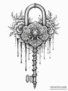 Tattoo design a single, elegant key, its body... - эскиз тату (№1751035458_0, 27.06.2025 14:44) — Tatufoto.com