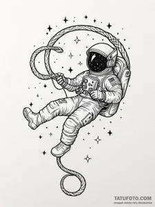 Tattoo design an astronaut, floating in the v... - эскиз тату (№1751035869_0, 27.06.2025 14:51) — Tatufoto.com