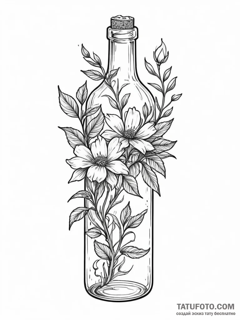 Tattoo sketch a plant growing inside a broken... - эскиз тату (№1751036124_0, 27.06.2025 14:55) — Tatufoto.com