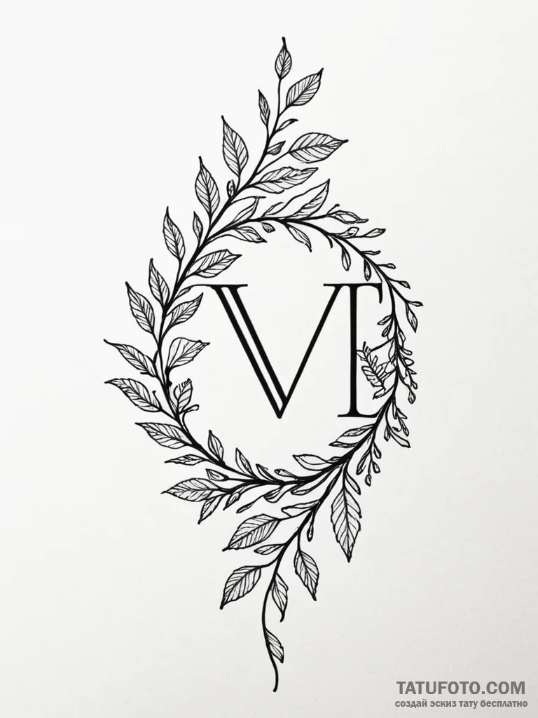Tattoo sketch a vine that forms a word like "... - эскиз тату (№1751036376_0, 27.06.2025 14:59) — Tatufoto.com