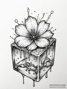 Tattoo design a melting ice cube, within whic... - эскиз тату (№1751036701_0, 27.06.2025 15:05) — Tatufoto.com