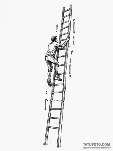 Tattoo sketch a human figure climbing a ladde... - эскиз тату (№1751036782_0, 27.06.2025 15:06) — Tatufoto.com