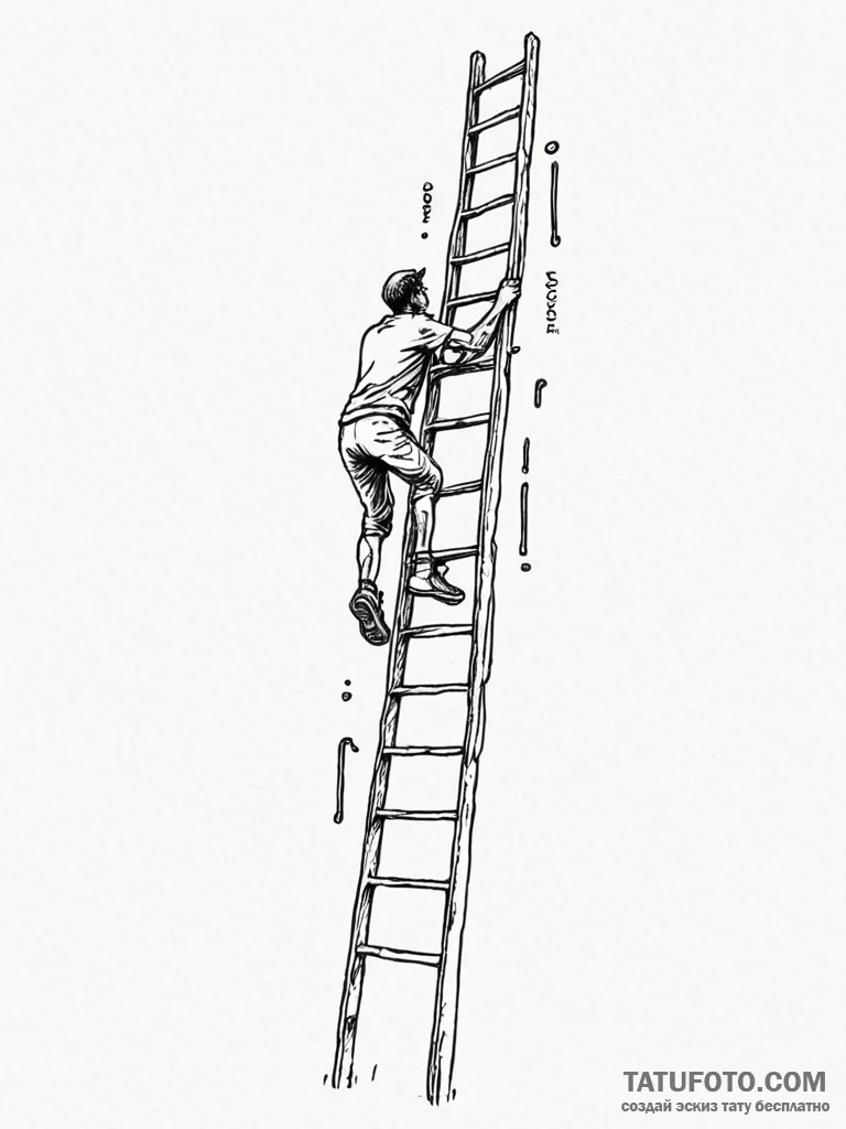Tattoo sketch a human figure climbing a ladde... - эскиз тату (№1751036782_0, 27.06.2025 15:06) — Tatufoto.com