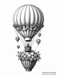 Tattoo design a vintage, hot-air balloon, but... - эскиз тату (№1751036864_0, 27.06.2025 15:07) — Tatufoto.com