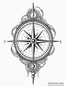 Tattoo design a broken compass, its needle sp... - эскиз тату (№1751037021_0, 27.06.2025 15:10) — Tatufoto.com