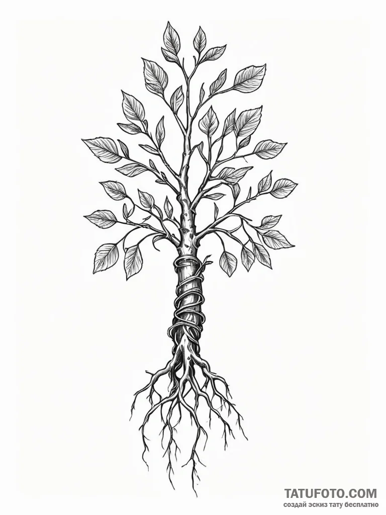Tattoo design a minimalist tattoo of a plant'... - эскиз тату (№1751037258_0, 27.06.2025 15:14) — Tatufoto.com