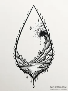 Tattoo sketch a single, heavy teardrop hittin... - эскиз тату (№1751037831_0, 27.06.2025 15:23) — Tatufoto.com