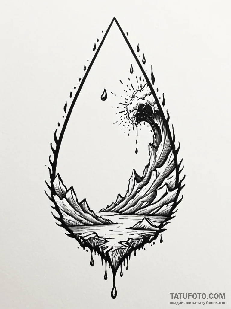 Tattoo sketch a single, heavy teardrop hittin... - эскиз тату (№1751037831_0, 27.06.2025 15:23) — Tatufoto.com