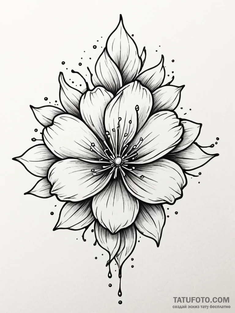 Tattoo sketch a flower with its petals made o... - эскиз тату (№1751037908_0, 27.06.2025 15:25) — Tatufoto.com