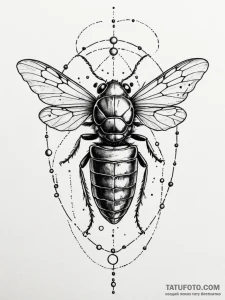 Tattoo sketch a cicada's empty shell, rendere... - эскиз тату (№1751038068_0, 27.06.2025 15:27) — Tatufoto.com