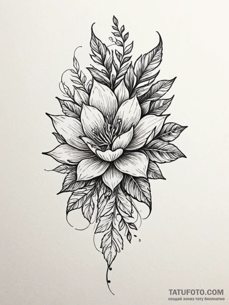 Tattoo design a plant whose shadow is a compl... - эскиз тату (№1751038487_0, 27.06.2025 15:34) — Tatufoto.com