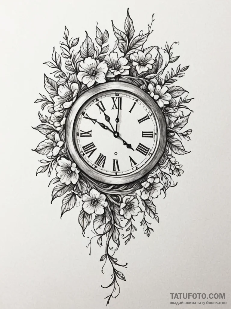 Tattoo design a beautiful, intricate clock, b... - эскиз тату (№1751038572_0, 27.06.2025 15:36) — Tatufoto.com