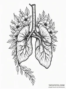 Tattoo sketch a human lung, one side healthy... - эскиз тату (№1751038815_0, 27.06.2025 15:40) — Tatufoto.com