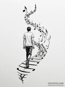 Tattoo sketch a person walking on a path made... - эскиз тату (№1751039621_0, 27.06.2025 15:53) — Tatufoto.com