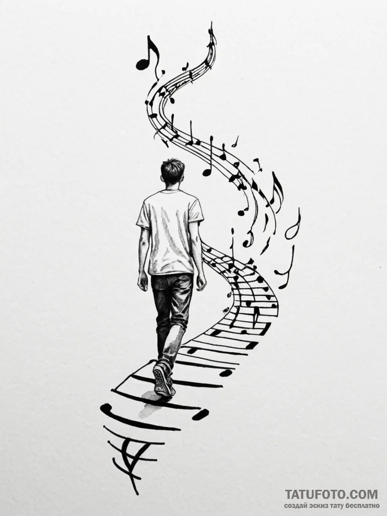 Tattoo sketch a person walking on a path made... - эскиз тату (№1751039621_0, 27.06.2025 15:53) — Tatufoto.com