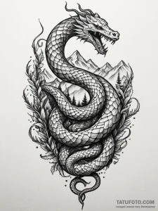 Tattoo sketch an uroboros serpent whose body... - эскиз тату (№1751040523_0, 27.06.2025 16:08) — Tatufoto.com