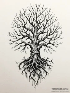 Tattoo design a single, powerful root, strong... - эскиз тату (№1751040860_0, 27.06.2025 16:14) — Tatufoto.com