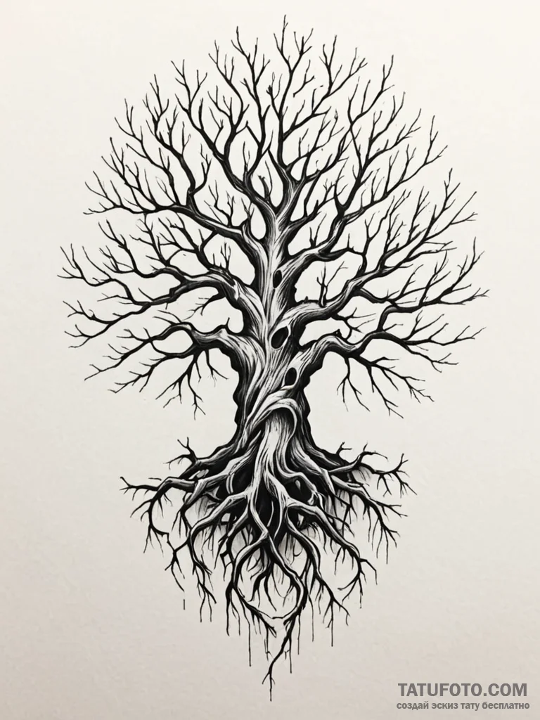 Tattoo design a single, powerful root, strong... - эскиз тату (№1751040860_0, 27.06.2025 16:14) — Tatufoto.com