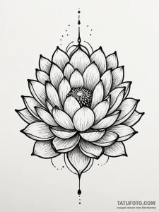 Tattoo design a lotus flower, its petals unfu... - эскиз тату (№1751041139_0, 27.06.2025 16:18) — Tatufoto.com